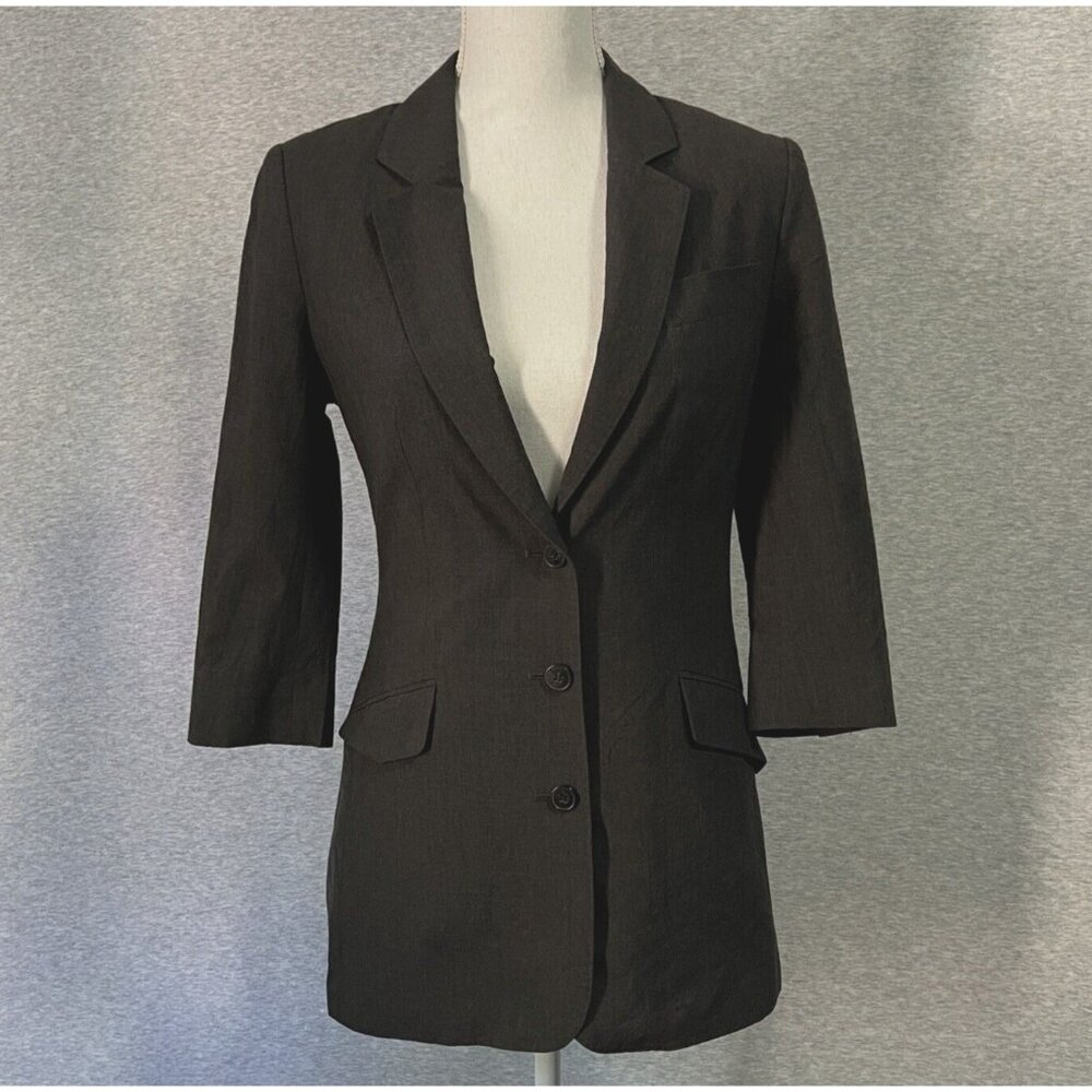 All Saints Claxton Blazer Jacket Womens UK10 US 4Charcoal Grey Wool Twee Career